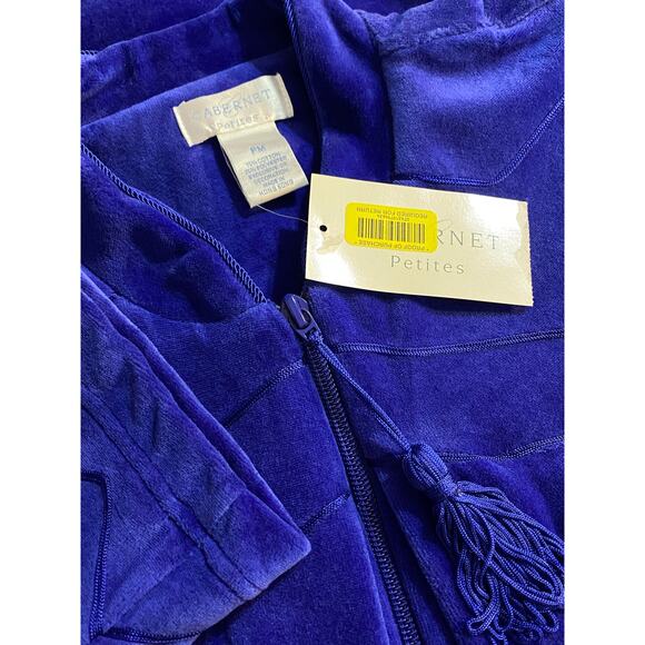 Cabernet Royal Blue Velvet Women's Pajama Robe - Picture 5 of 6
